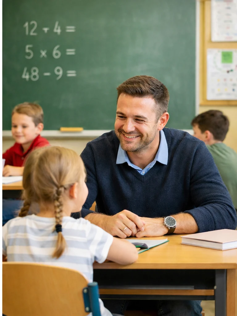 Lern- und Unterrichtssituation in einer deutschen Schulklasse mit mehreren Kindern.
